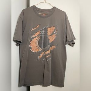 * L brown Hanes guitar graphic tee